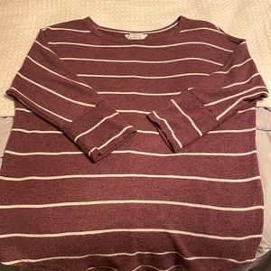 Market & Spruce super soft striped 3/4 sleeve Dolman top in Dark Rose